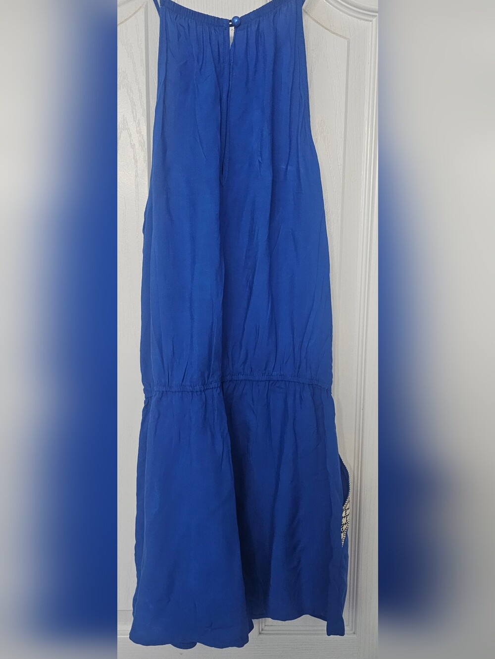 I.N. San Francisco blue halter romper features a bohemian-inspired embroidered - Picture 2 of 8
